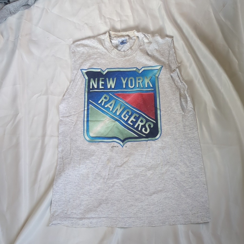 Vintage Salem Sportswear NHL New York Rangers Mens Cut Off TShirt Blue 90s USA M
